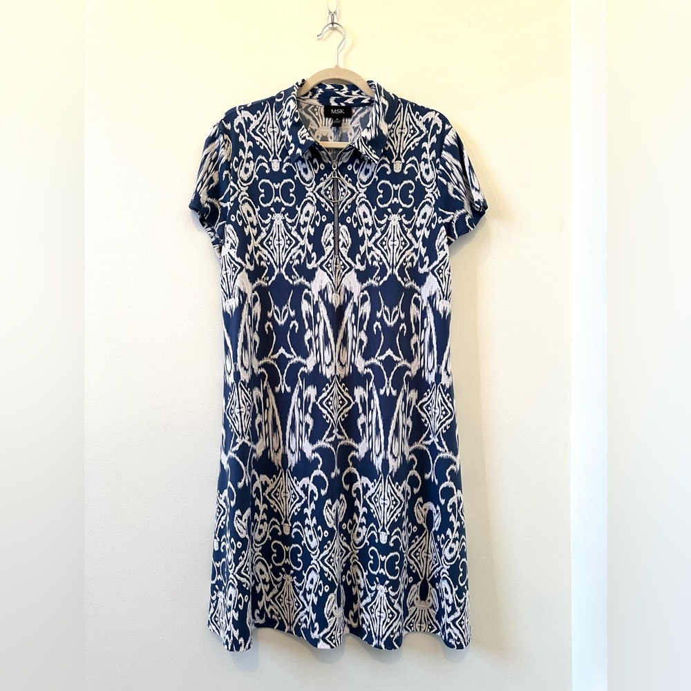 MSK blue and white dress Size XL